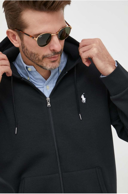 Кофта Polo Ralph Lauren мужская цвет черный с капюшоном