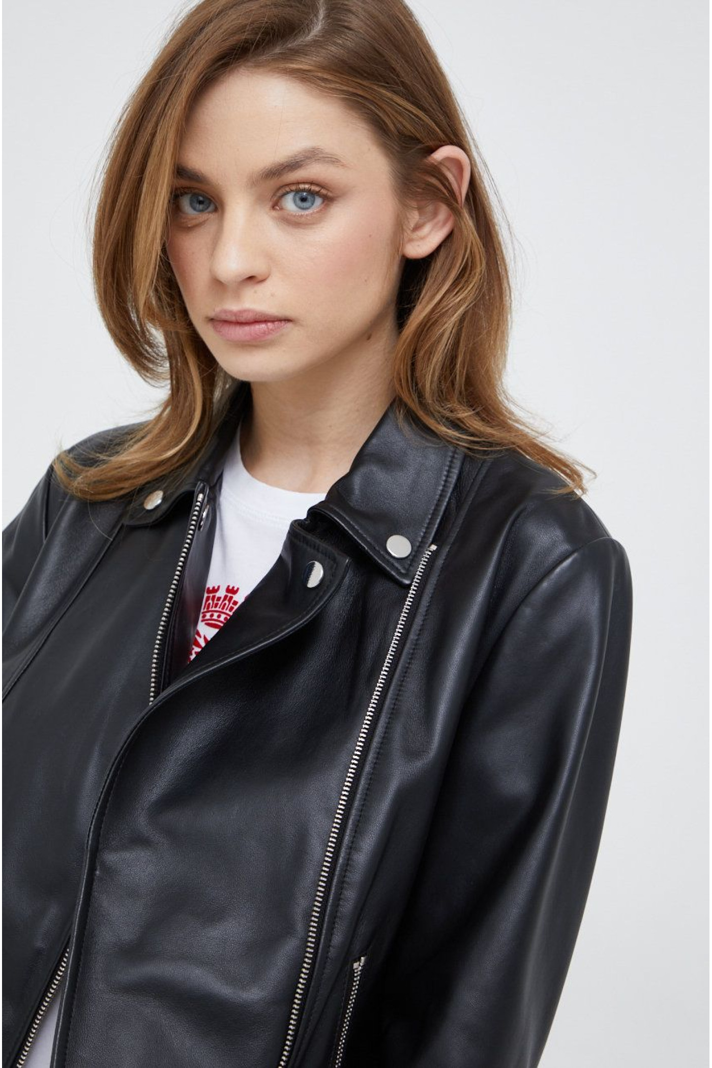 Emporio Armani leather jacket for women, color black