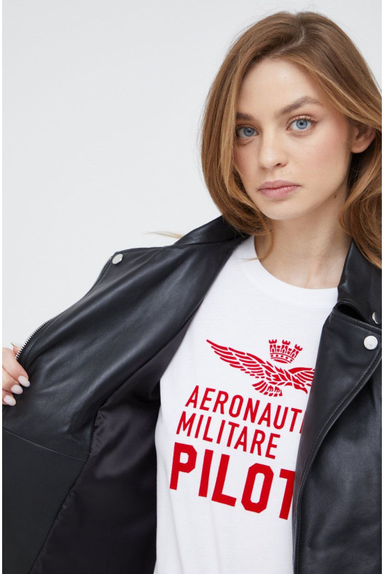 Кожаная куртка Emporio Armani женская цвет черный