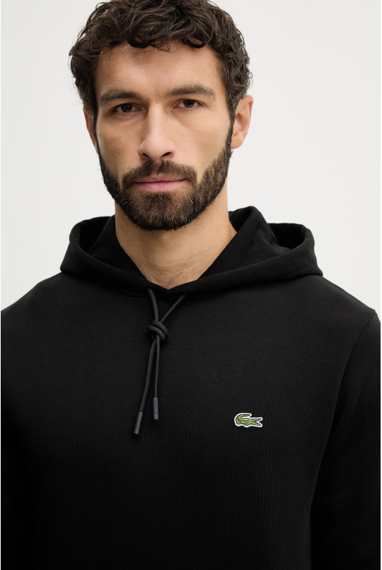 Кофта Lacoste колір чорний з капюшоном