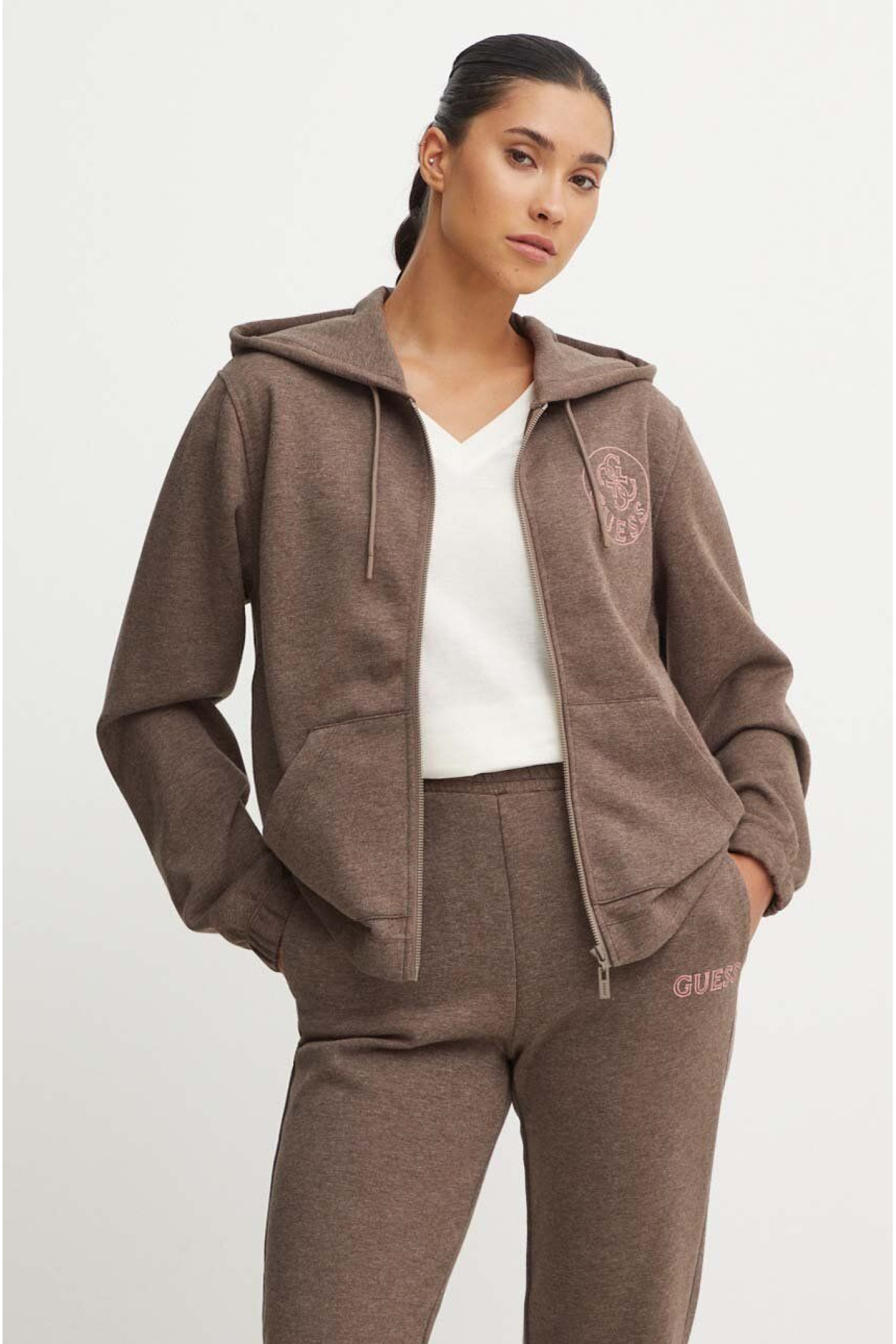 Guess NOÉMIE women's sweatshirt brown with a hood