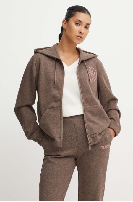 Guess NOÉMIE women's sweatshirt brown with a hood