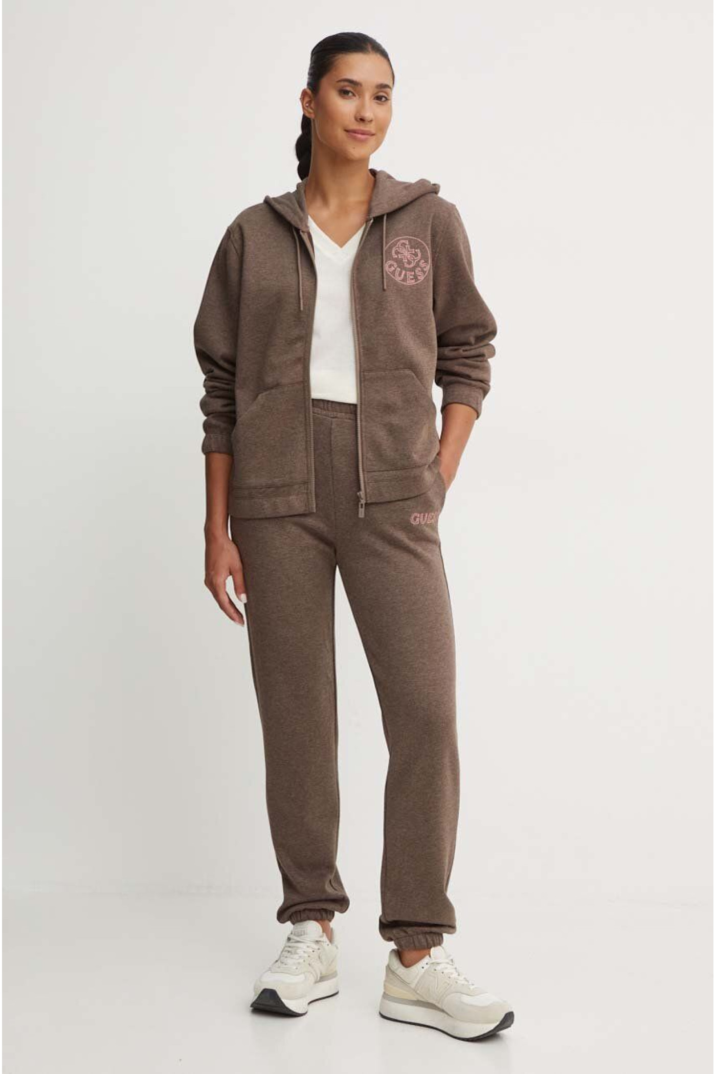 Guess NOÉMIE women's sweatshirt brown with a hood