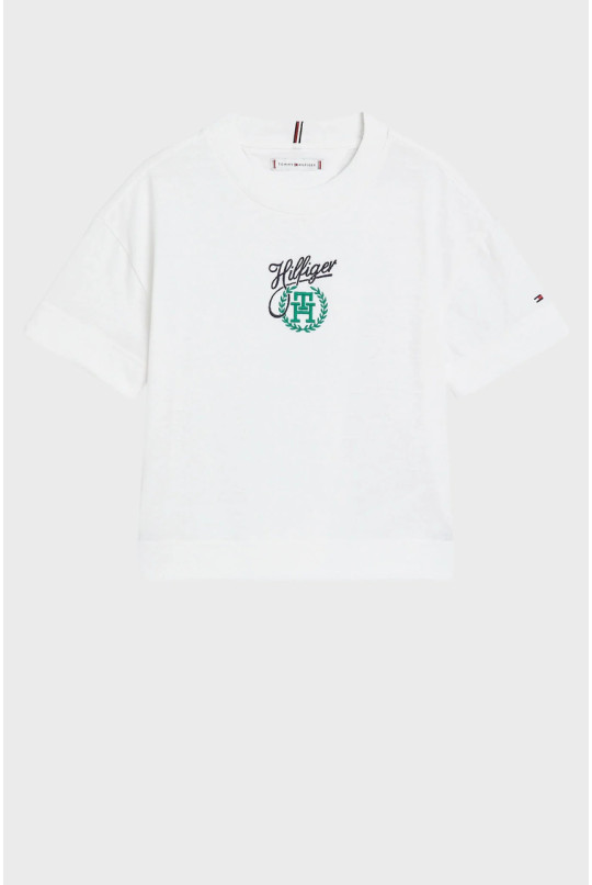 Дитяча біла футболка HILFIGER SCRIPT MONOGRAM