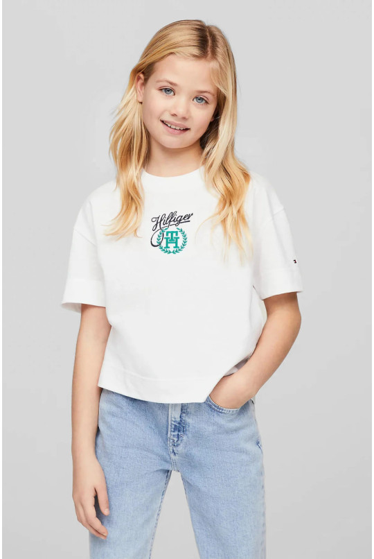 Дитяча біла футболка HILFIGER SCRIPT MONOGRAM