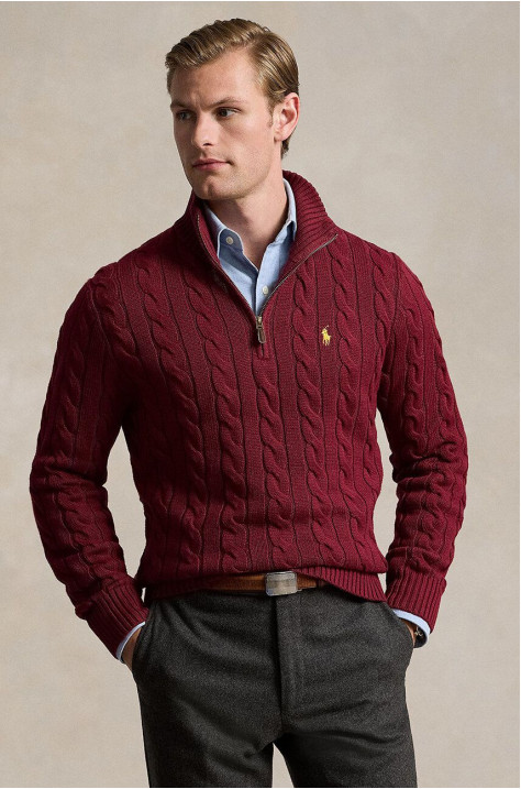 Бавовняний светр Polo Ralph Lauren колір бордовий