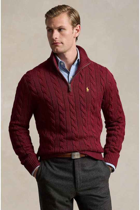 Бавовняний светр Polo Ralph Lauren колір бордовий
