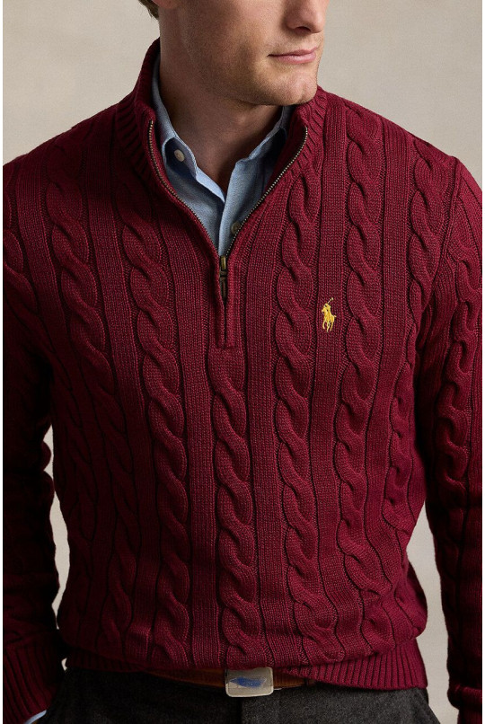 Бавовняний светр Polo Ralph Lauren колір бордовий