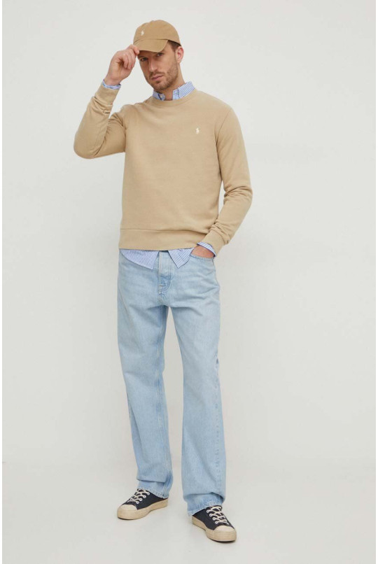Бавовняна кофта Polo Ralph Lauren чоловіча колір бежевий