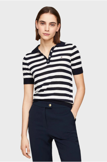 Женское поло в полоску CO LYOCELL BUTTON POLO SS SWT Tommy Hilfiger