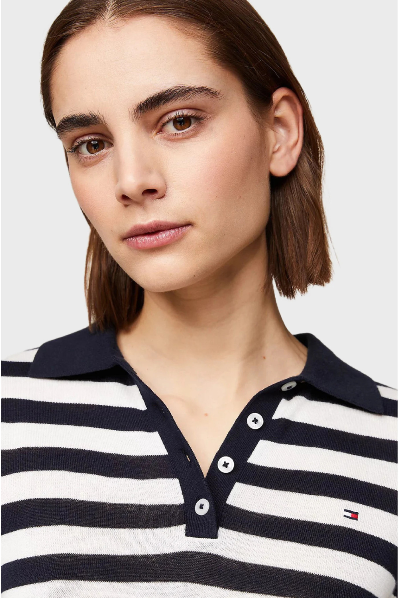 Женское поло в полоску CO LYOCELL BUTTON POLO SS SWT Tommy Hilfiger