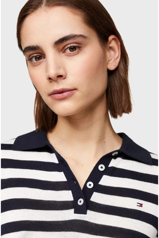 Жіноче поло у смужку CO LYOCELL BUTTON POLO SS SWT Tommy Hilfiger