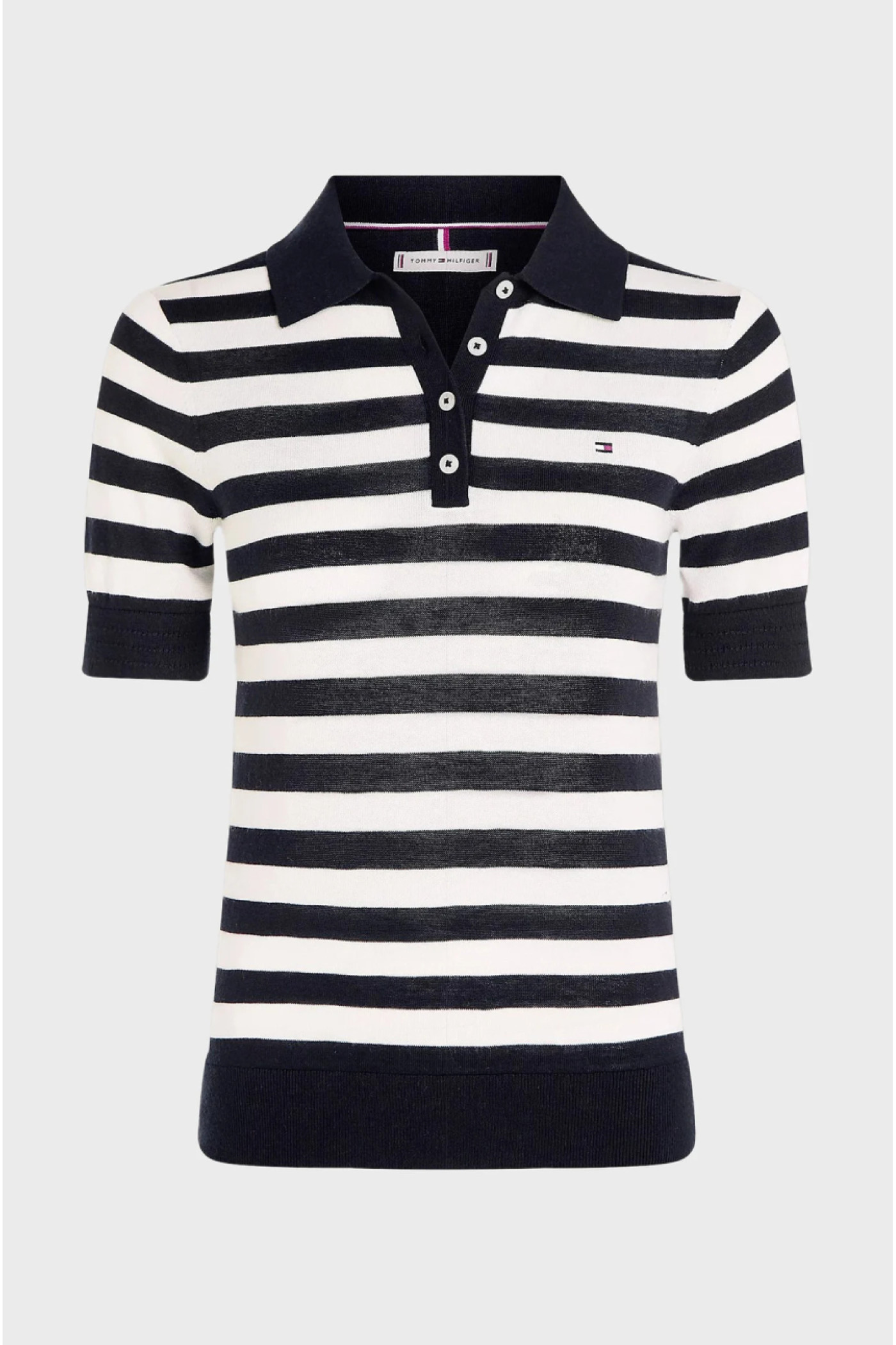 Женское поло в полоску CO LYOCELL BUTTON POLO SS SWT Tommy Hilfiger