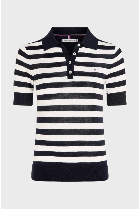 Жіноче поло у смужку CO LYOCELL BUTTON POLO SS SWT Tommy Hilfiger