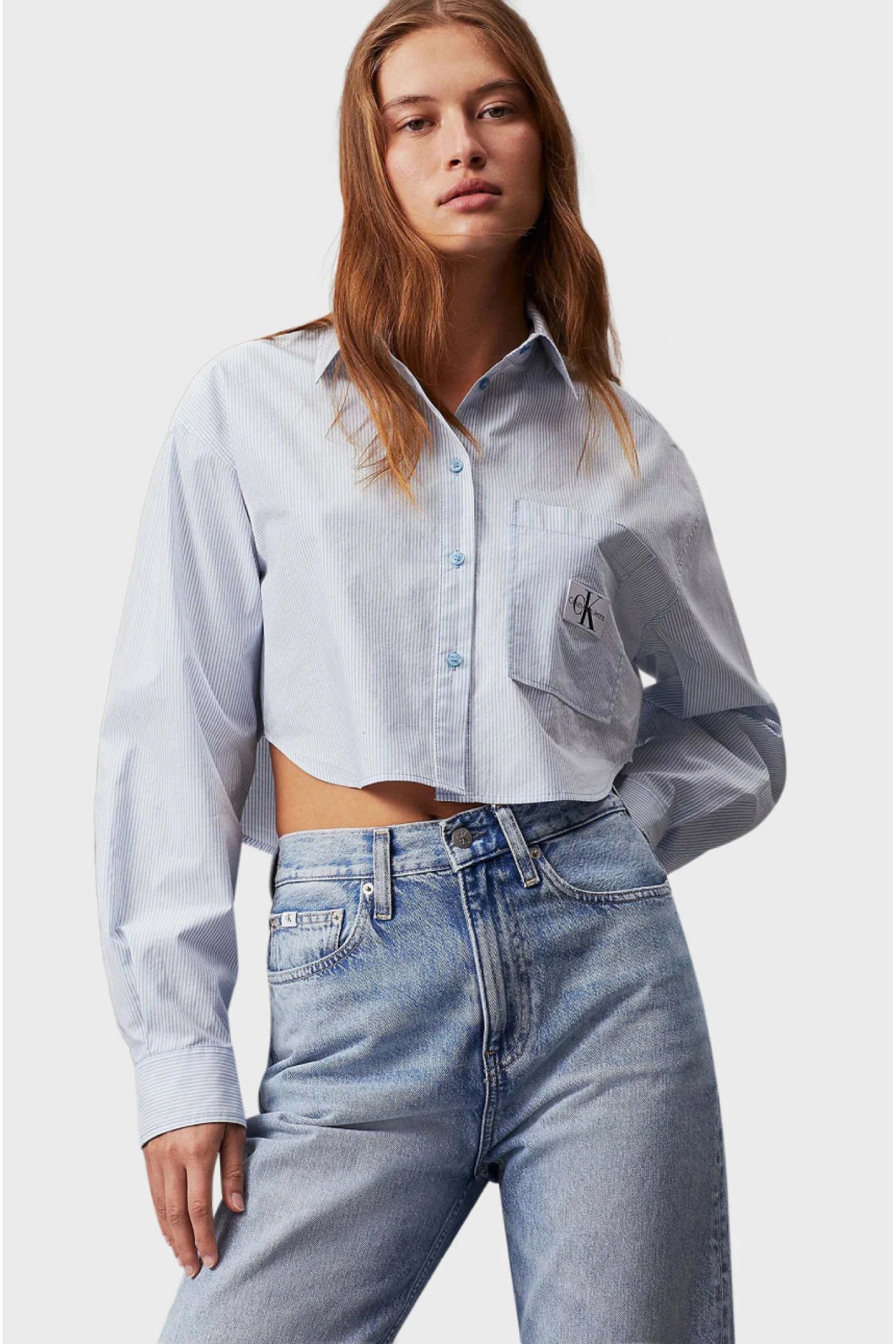 Womens striped shirt WOVEN LABEL CROPPED