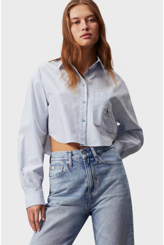 Женская рубашка в полоску WOVEN LABEL CROPPED