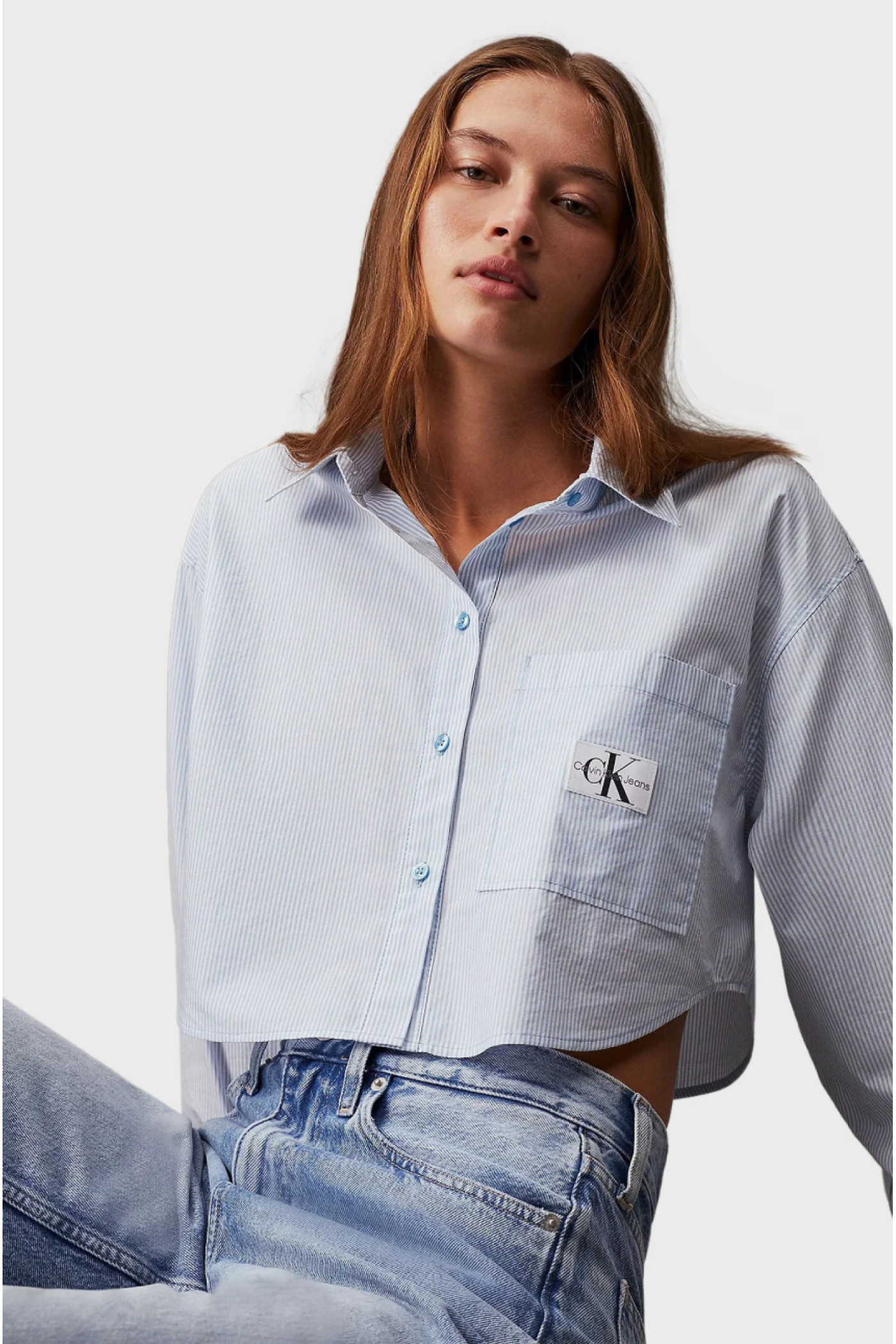 Womens striped shirt WOVEN LABEL CROPPED