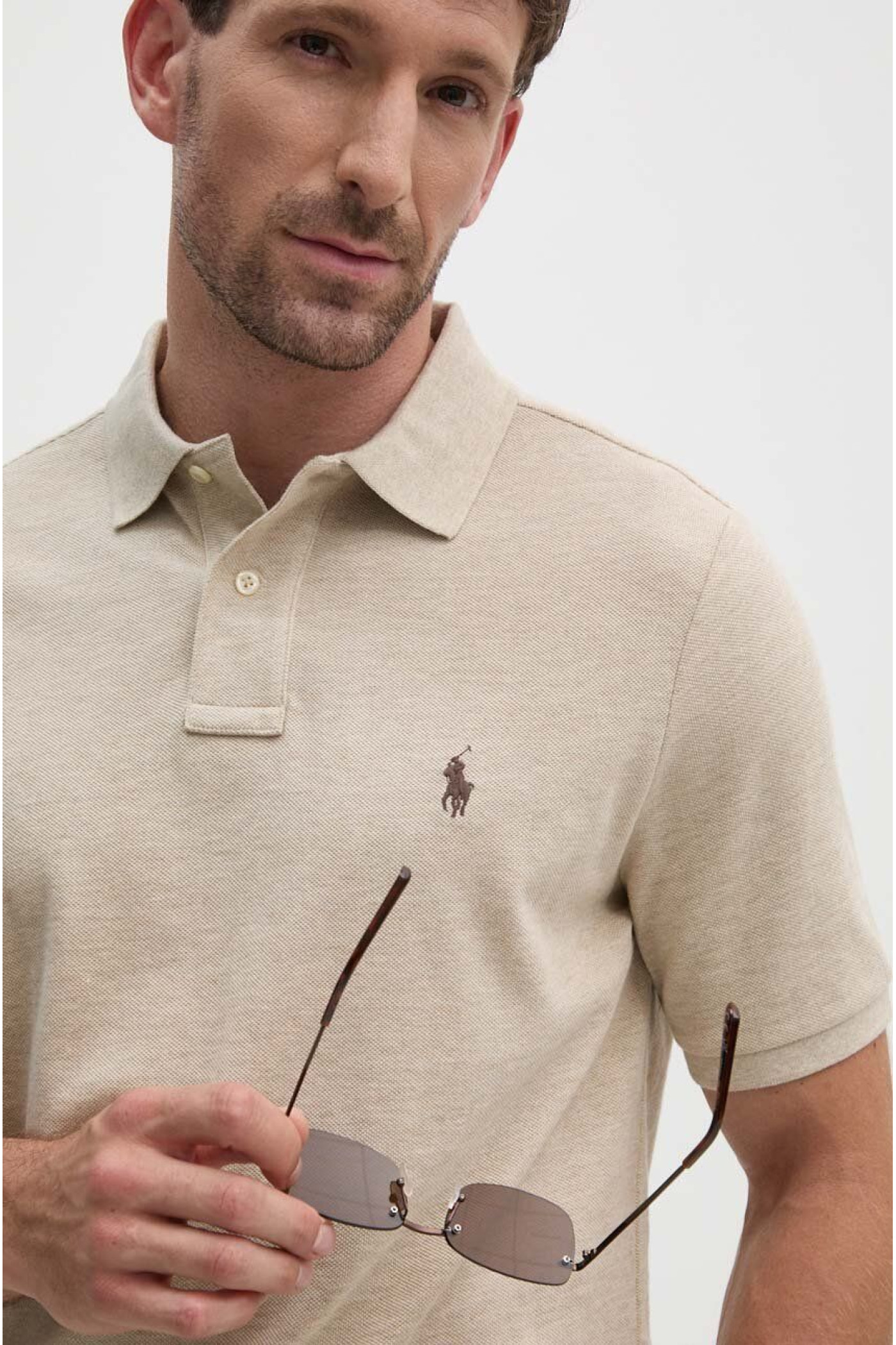 Хлопковое поло Polo Ralph Lauren цвет бежевый