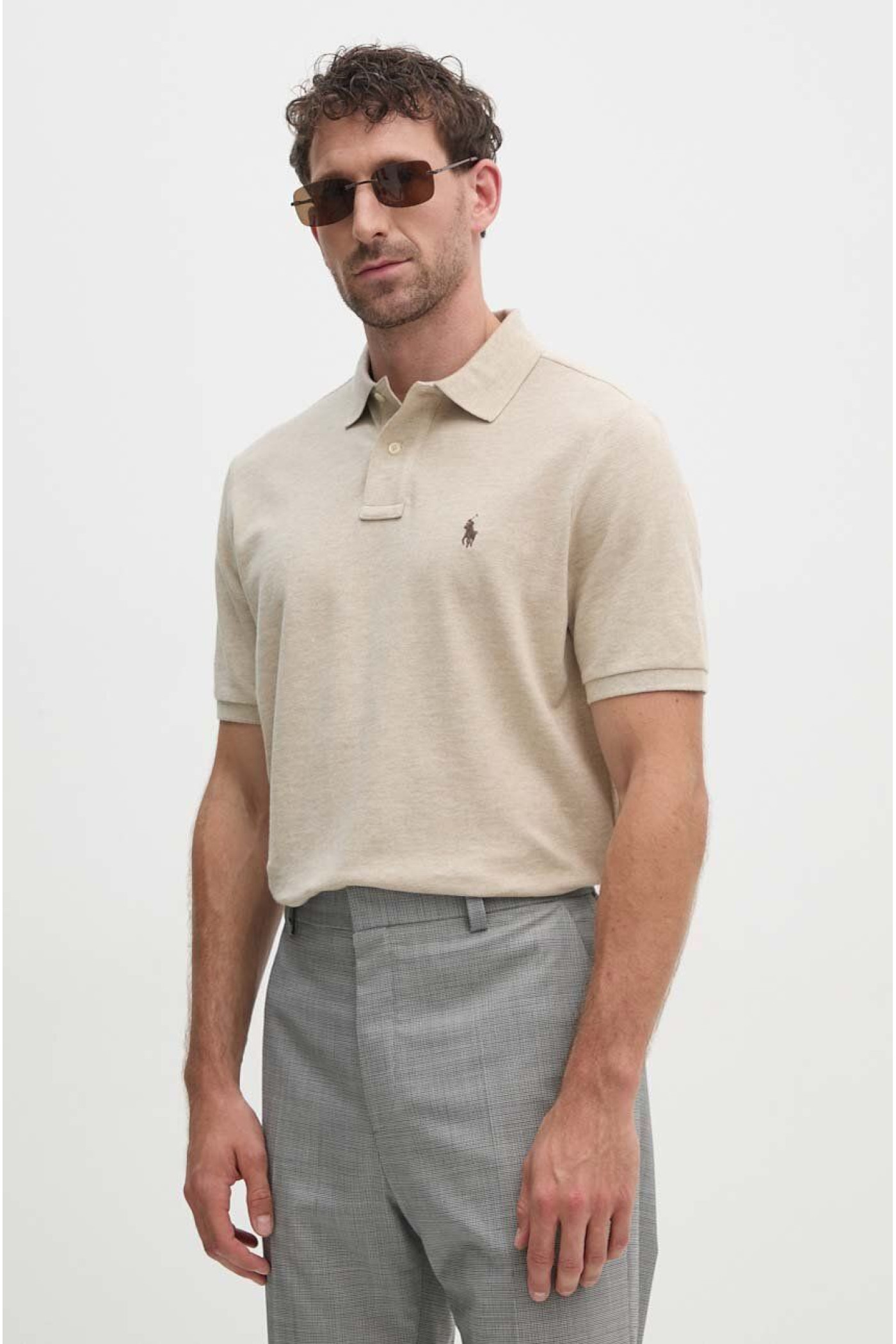 Хлопковое поло Polo Ralph Lauren цвет бежевый