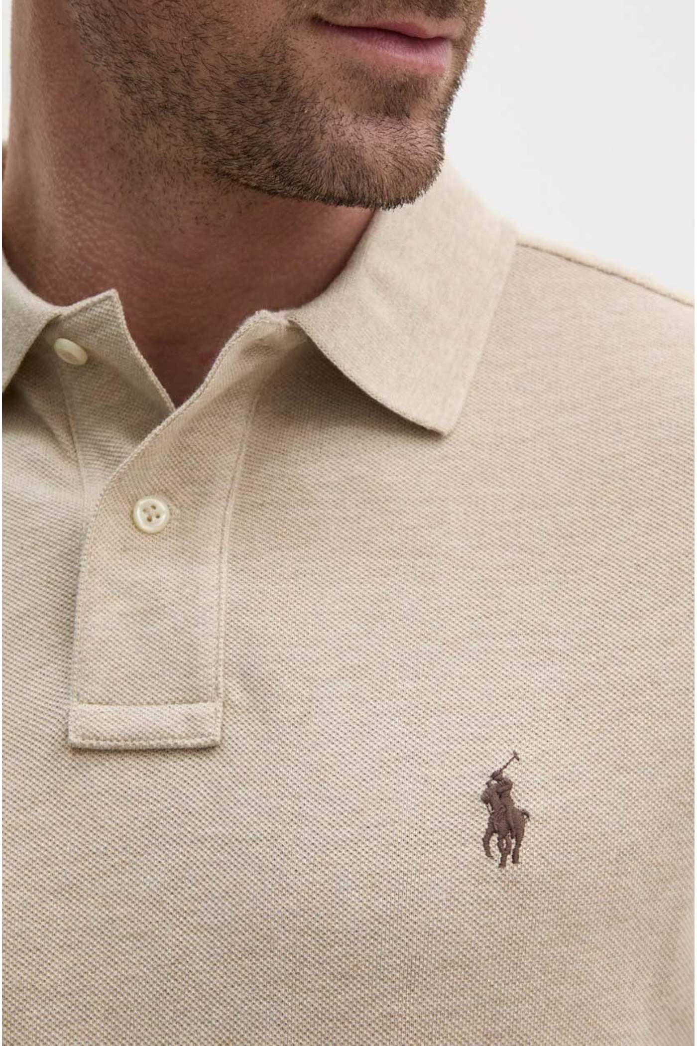Хлопковое поло Polo Ralph Lauren цвет бежевый