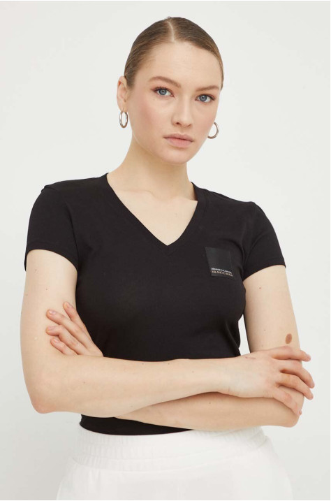 Хлопковая футболка Armani Exchange женский цвет черный