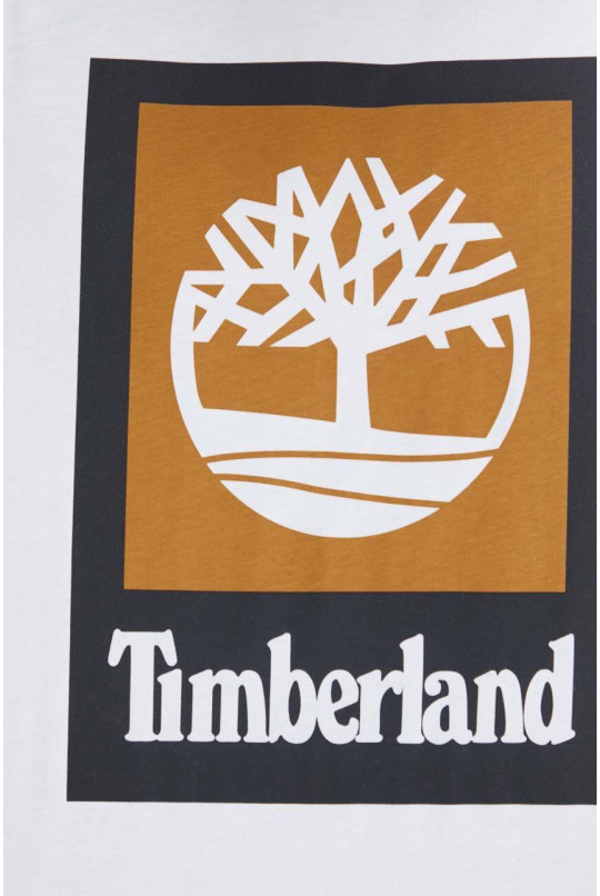 Бавовняна футболка Timberland чоловіча колір білий з принтом