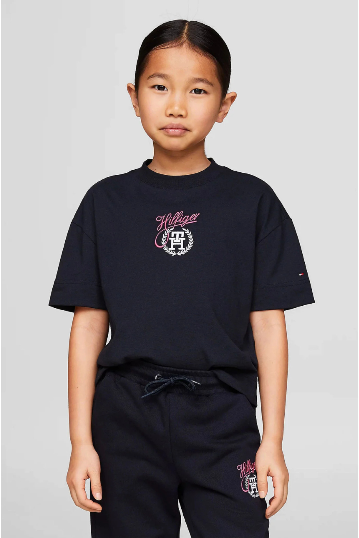 Дитяча темно-синя футболка HILFIGER SCRIPT MONOGRAM