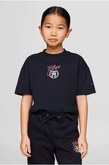 Детская темно-синяя футболка HILFIGER SCRIPT MONOGRAM